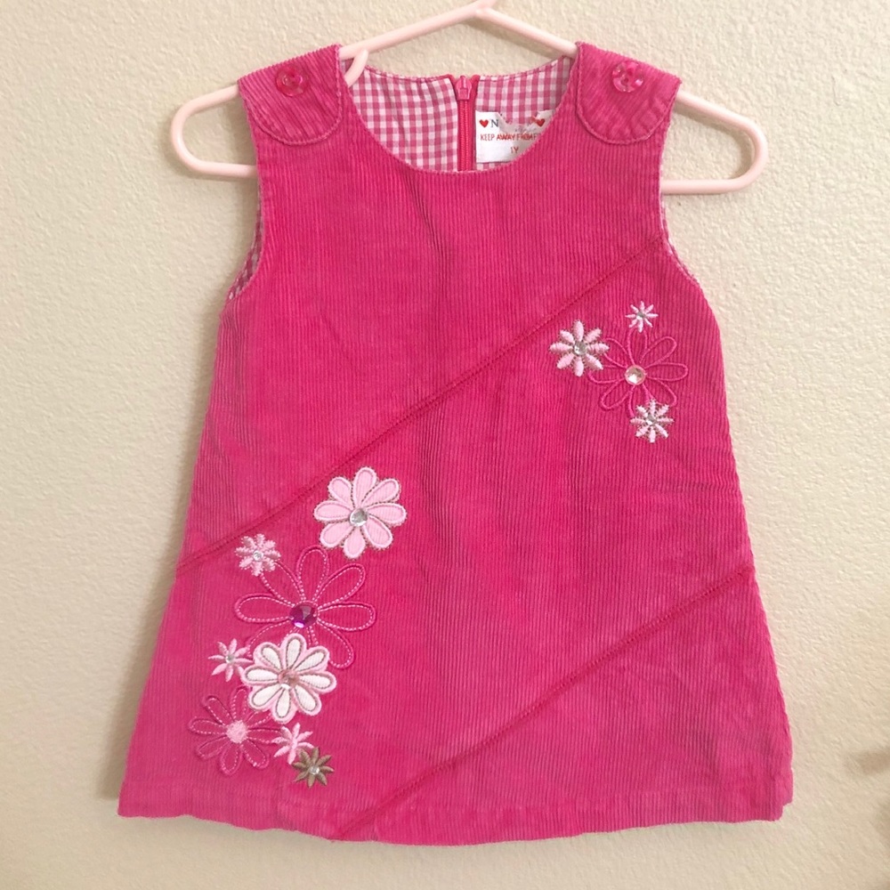 Cute corduroy pink dress for little girl